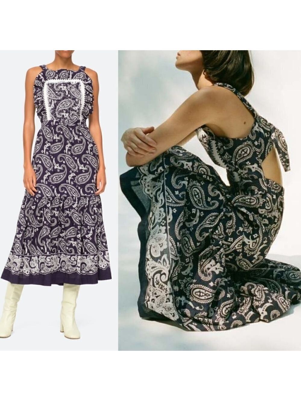Nwt Sea Ny | Theodora Apron Dress In Blue Paisley